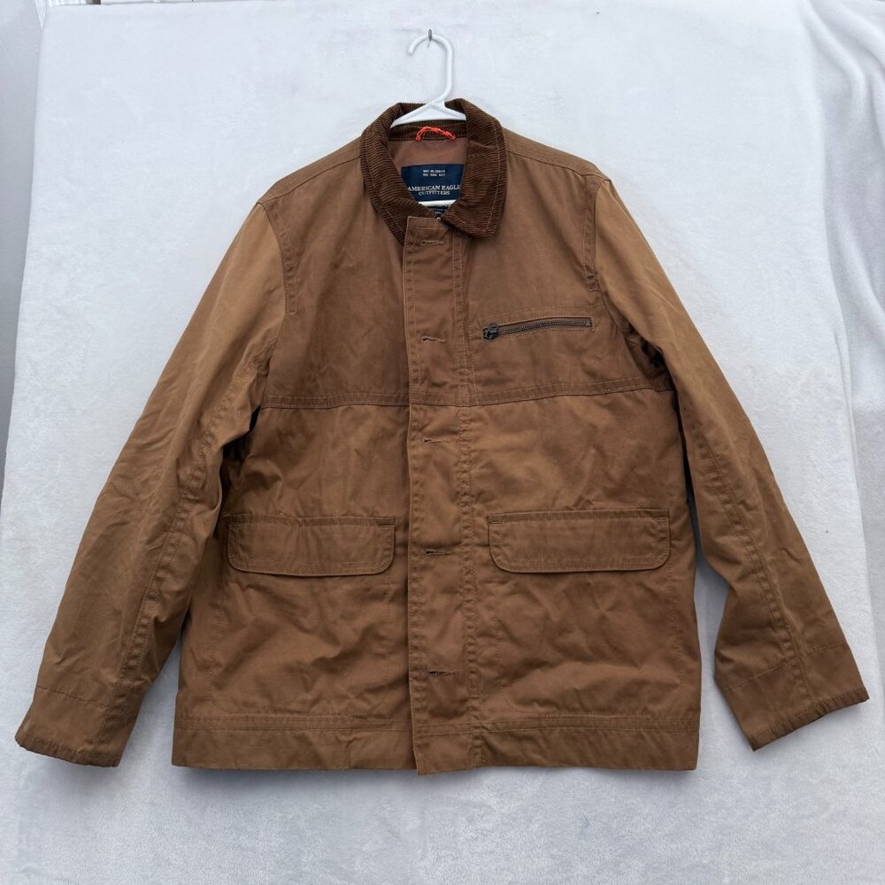 American Eagle Outfitters Jacket Men L Brown Chore Barn Canvas Full Zip Workwear